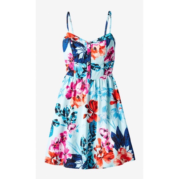 Express Dresses & Skirts - Express Tropical Floral Print Sun Dress